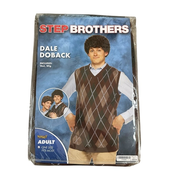 NWT Spirit Halloween Adult OS Dale Doback Stepbrothers Movie Costume Sweater Wig - Picture 3 of 7